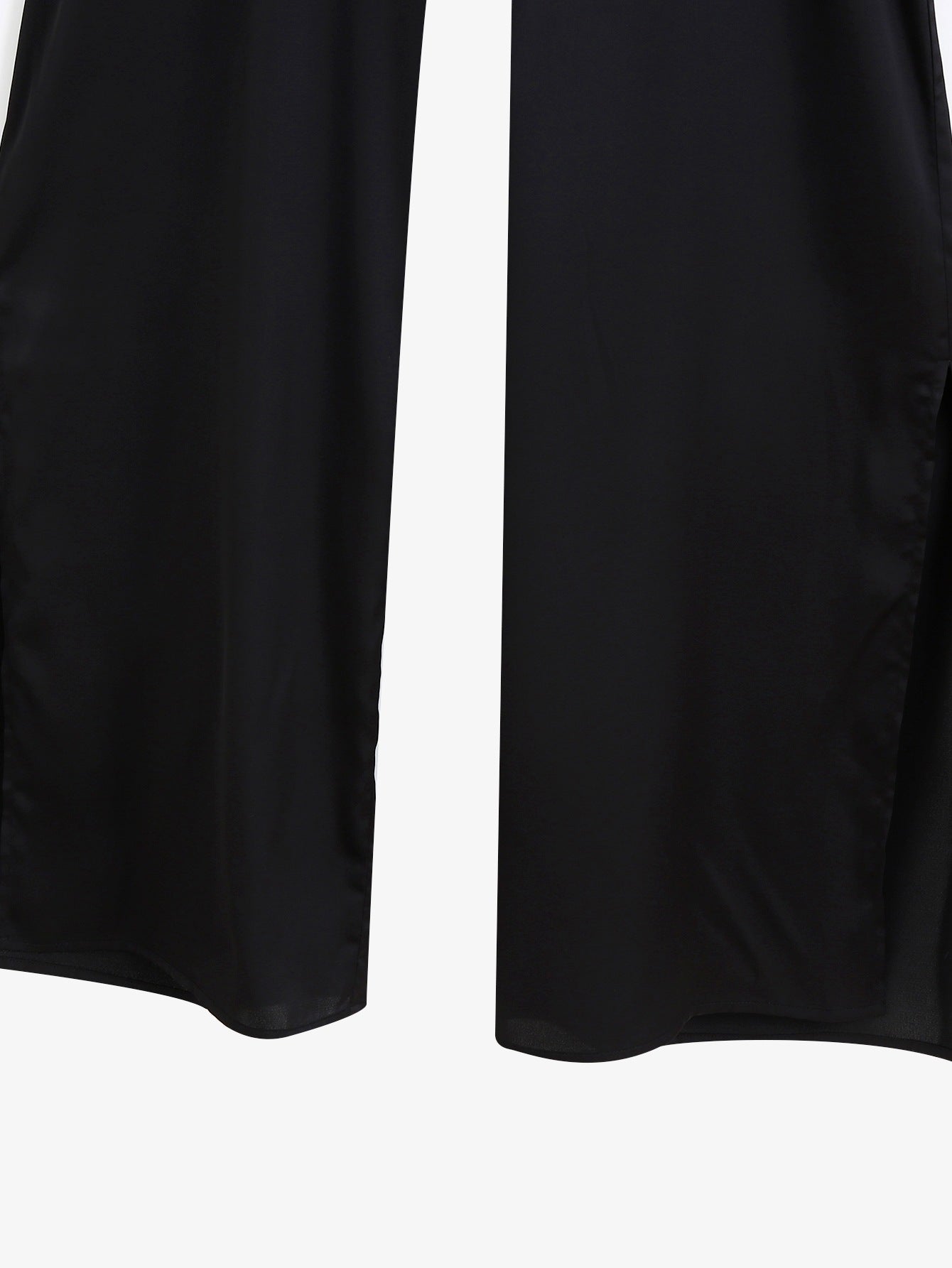 Silk Texture Belt Black Slim Jumpsuit