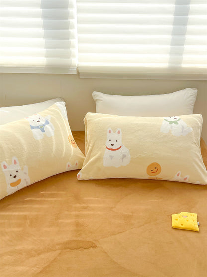 Dog Cream Velvet Pillowcase Plush Pillowcase Single Winter Cartoon Cute Animal