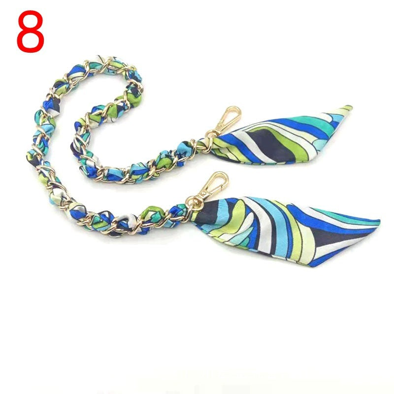 Silk Scarf Metal Chain Strap Short Shoulder