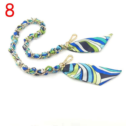 Silk Scarf Metal Chain Strap Short Shoulder
