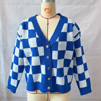PlaidAura Contrast Sweater