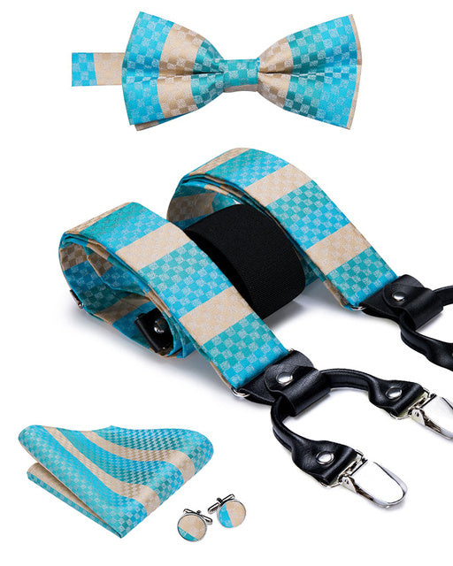 Luxury Silk Men's Sling Leather Metal 6-clip Bra