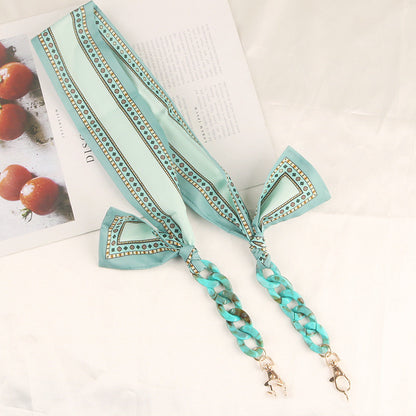 Printed Silk Scarf Eye Chain Hat Windproof Pendant