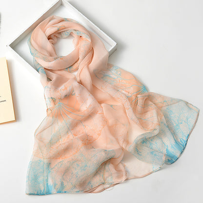 Summer Sunscreen Simulation Silk Beach Towel All-match Scarf