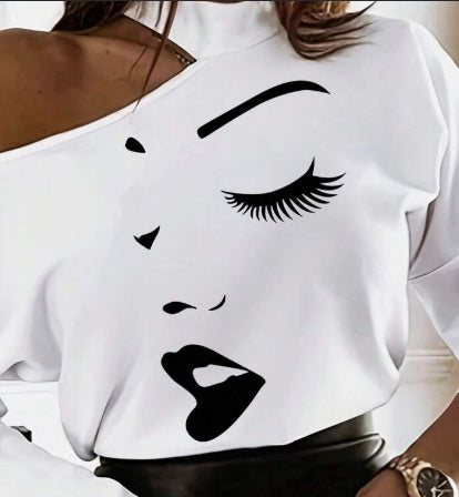 Springline Cartoon Open-Shoulder Tee