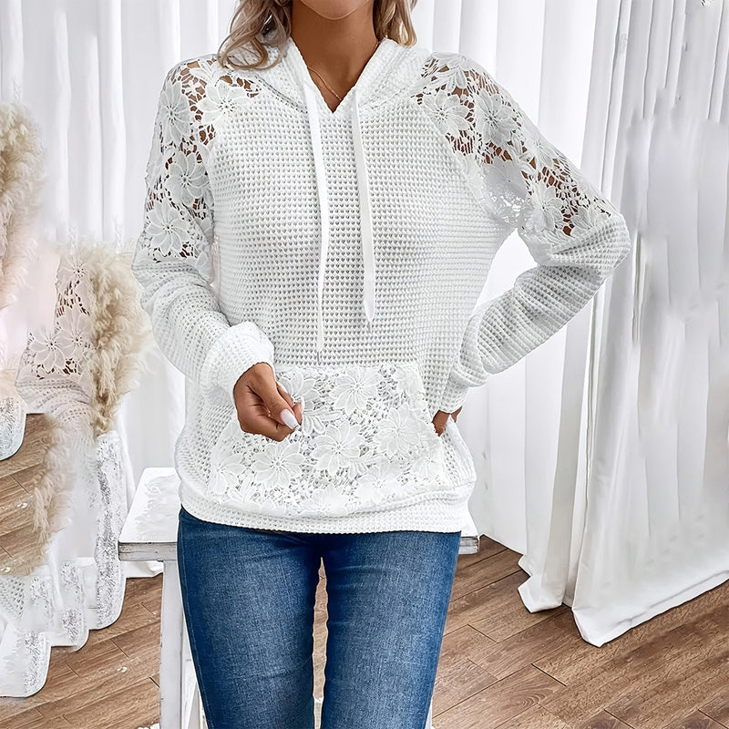 LaceAura Sheer Sleeve Hoodie