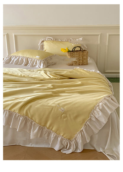 French Lotus Leaf Girl Ins Ice Silk Four-piece Set