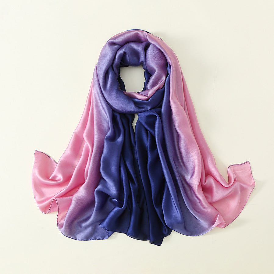 Gradient Silk Scarf Transition Color Lady