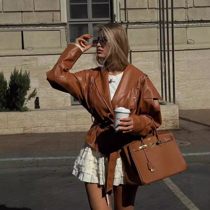 VintageEdge Faux Leather Coat