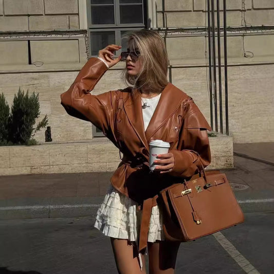 VintageEdge Faux Leather Coat