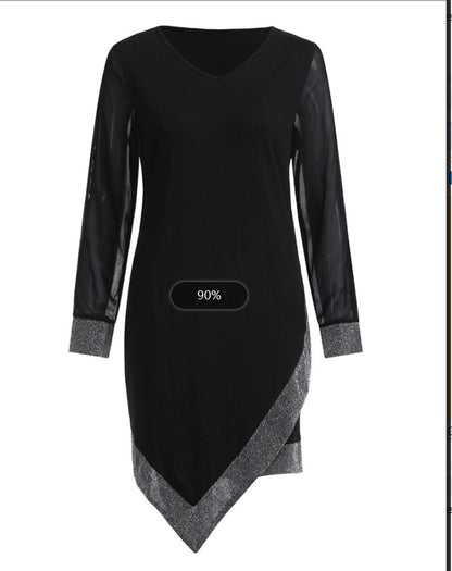 Women's Milk Silk Hollow-out Sleeve Stitching Dress