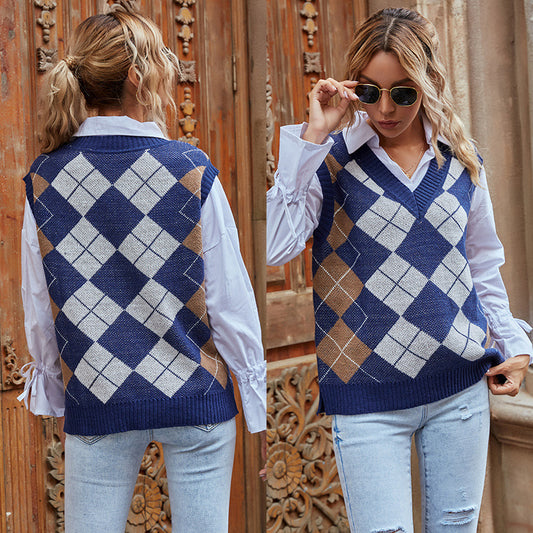 CozyRhomb Knit Vest