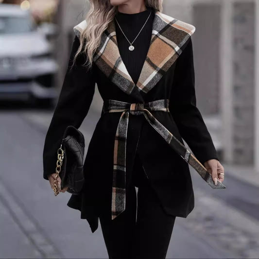 PlaidAura Lace-Up Trench