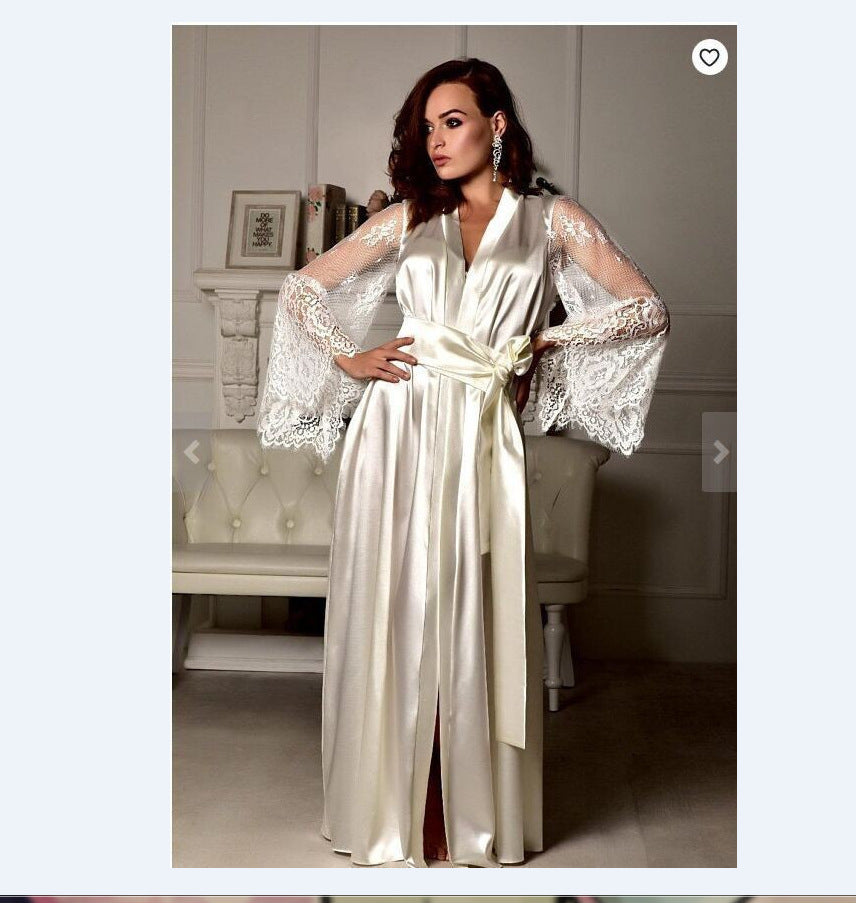 Imitation silk lace sleeve robe