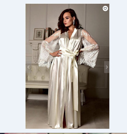 Imitation silk lace sleeve robe