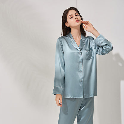 Ladies Long Sleeve  Silk Home Pajamas Set