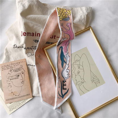 Handle Small Silk Scarf Headband Ribbon Scarf