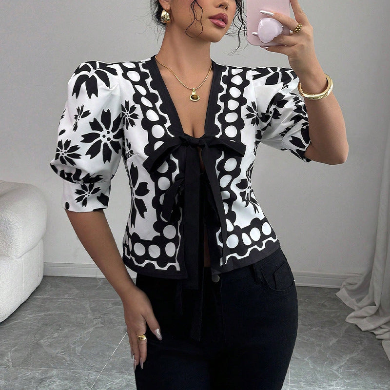 Été Fleur Lantern Sleeve Blouse