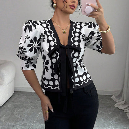 Été Fleur Lantern Sleeve Blouse