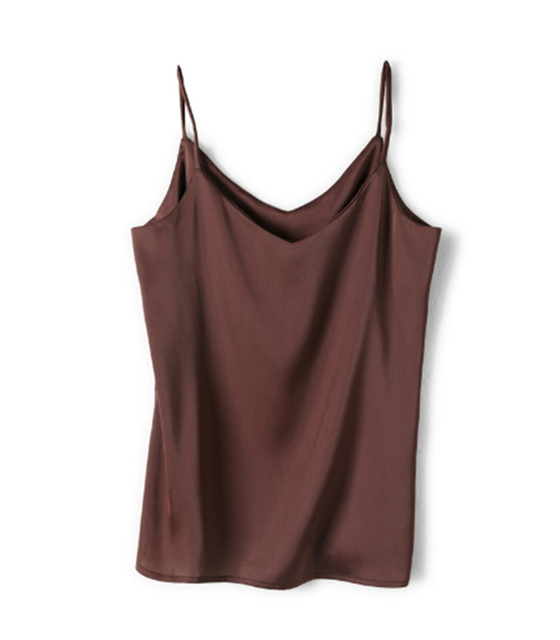 Super soft solid color satin silk camisole