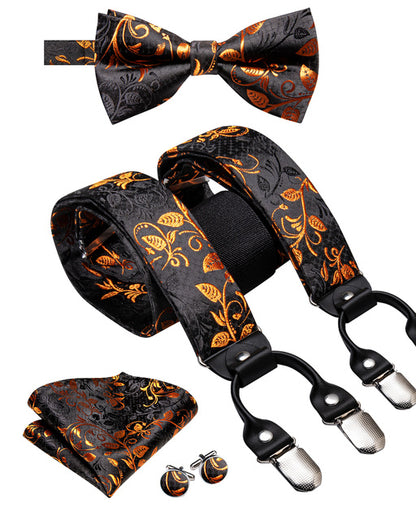 Luxury Silk Men's Sling Leather Metal 6-clip Bra