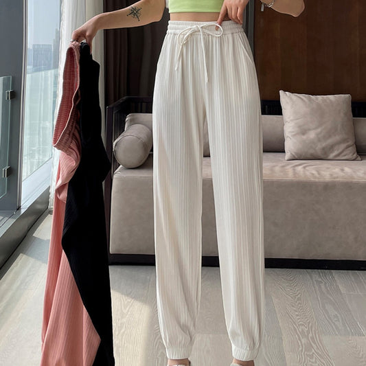 Ice Silk Sports Pants Women's Thin Loose Leggings Casual