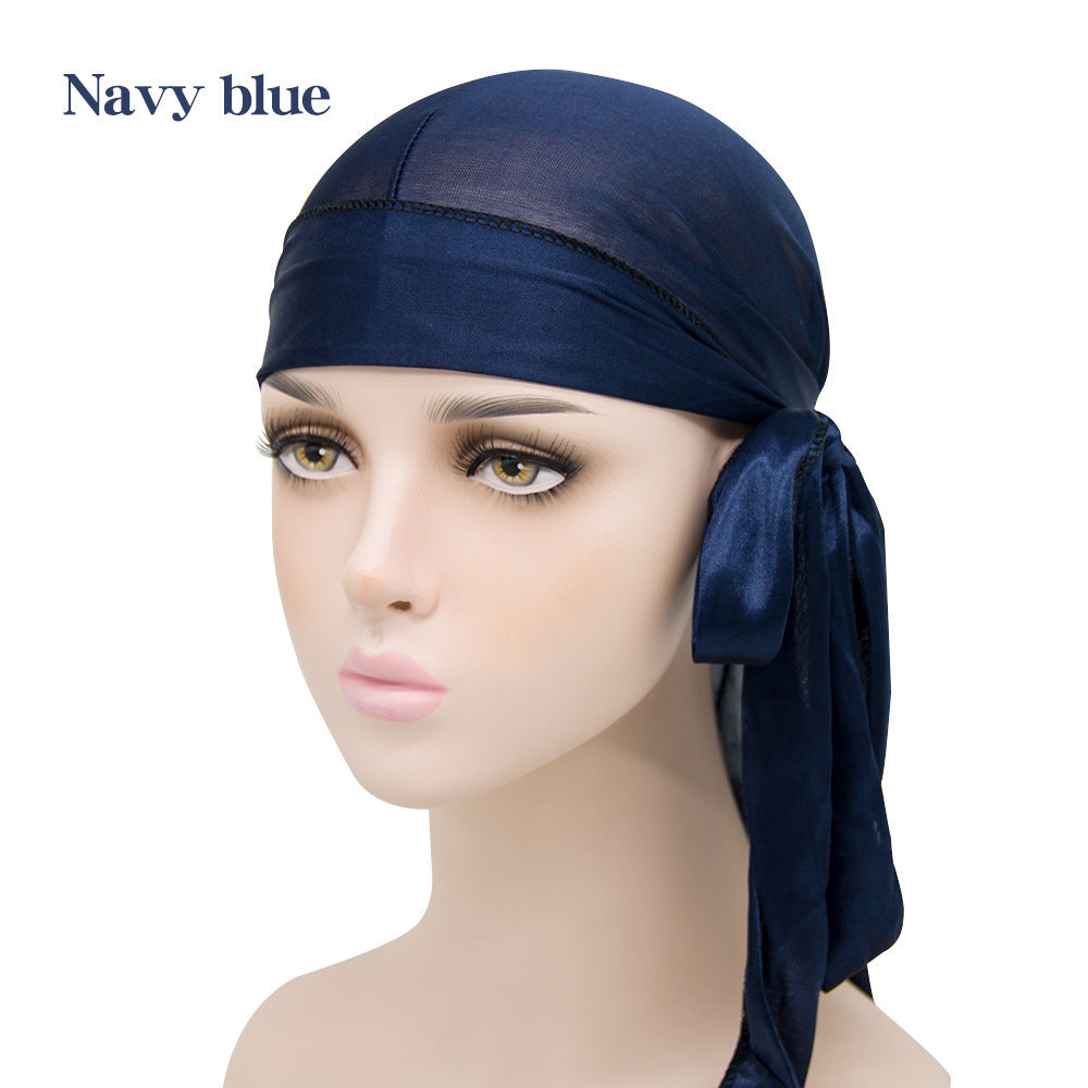 Silk Long Tail Turban Hat Silk Pirate Hat