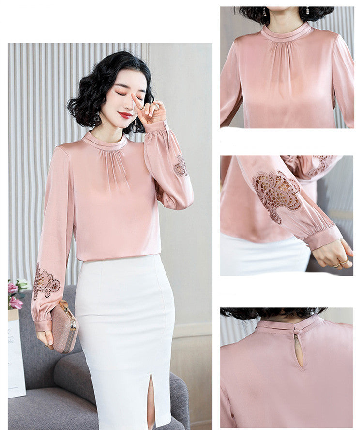 Fashionable Western-style Slim Fit And Thin  Silk Embroidered Top