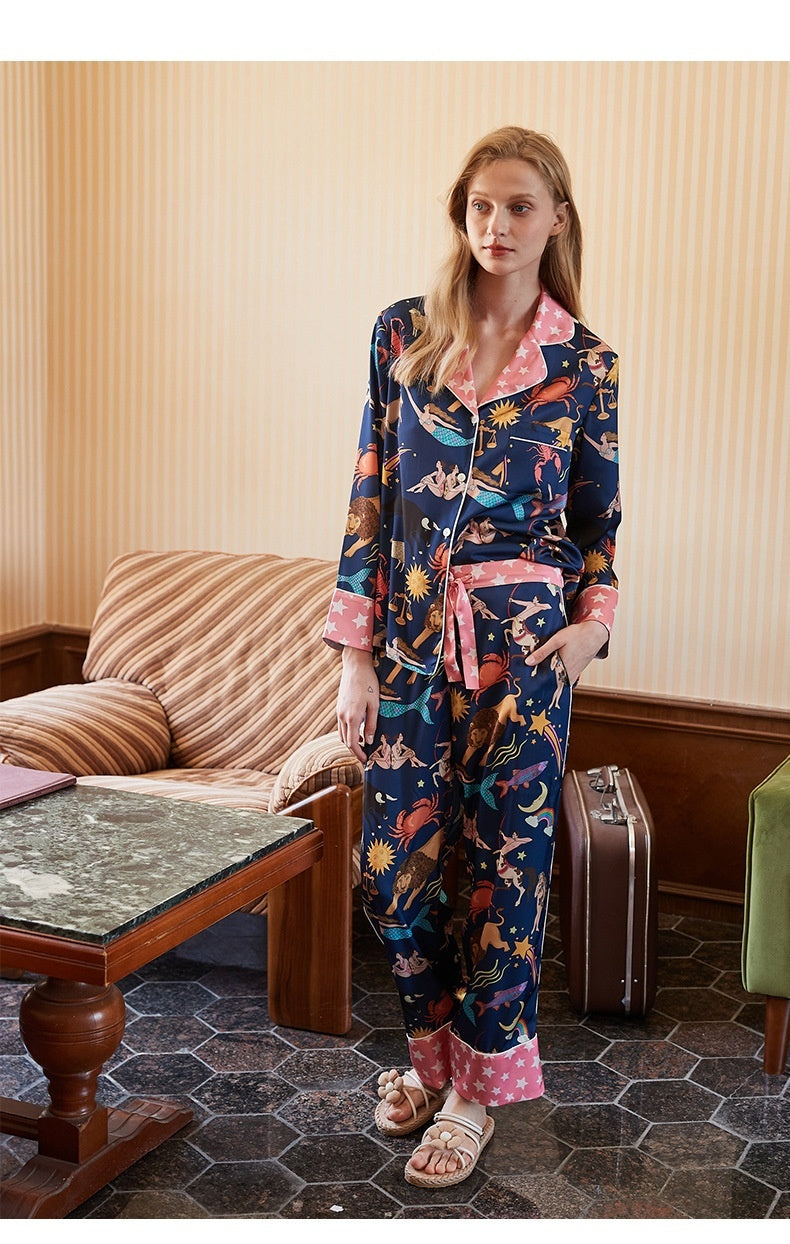 Long Sleeve Trousers Cool Feeling Ice Silk Home Wear