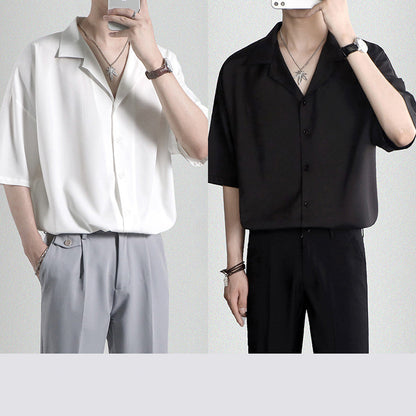 Men's Loose Casual Draped Ice Silk Shirt