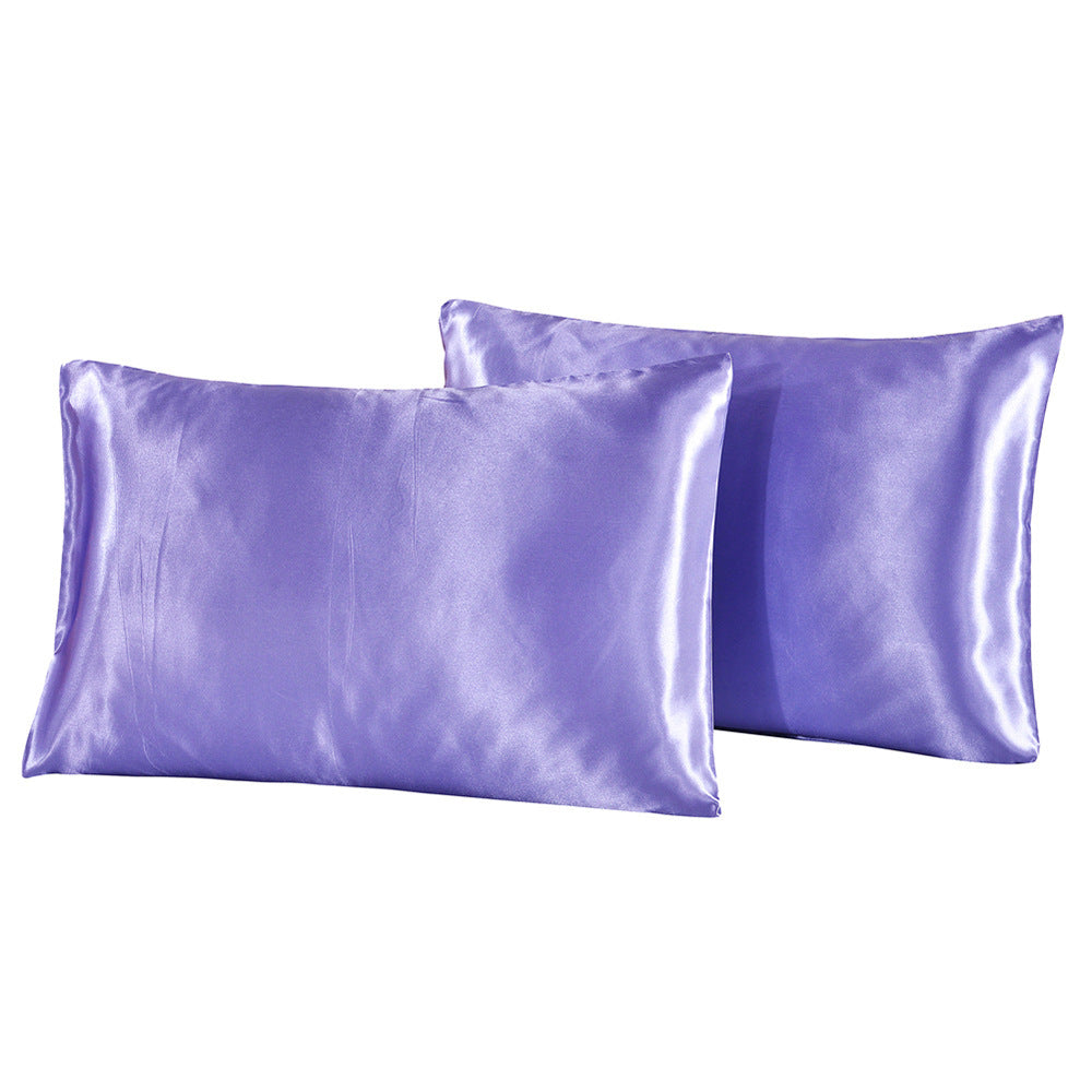 Summer pure color imitation silk pillowcase