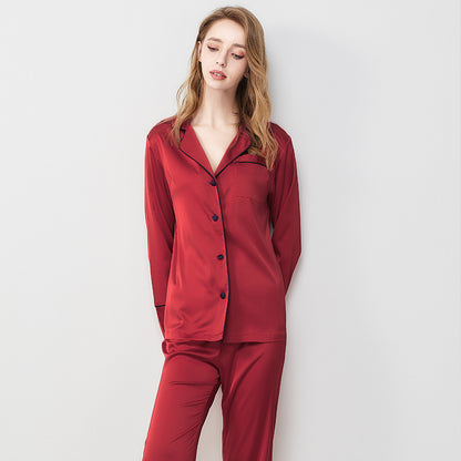 New Ice Silk Pajamas Women's Silk Long-sleeved Homewear Suit