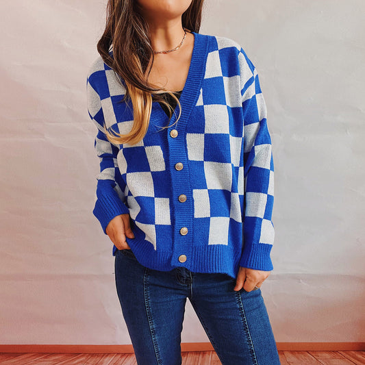 PlaidAura Contrast Sweater