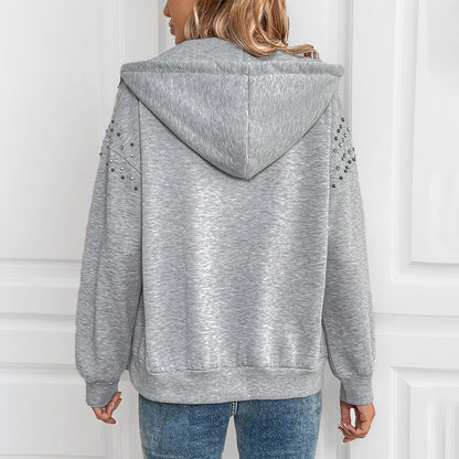 EdgeGlam Rivet Hooded Sweater