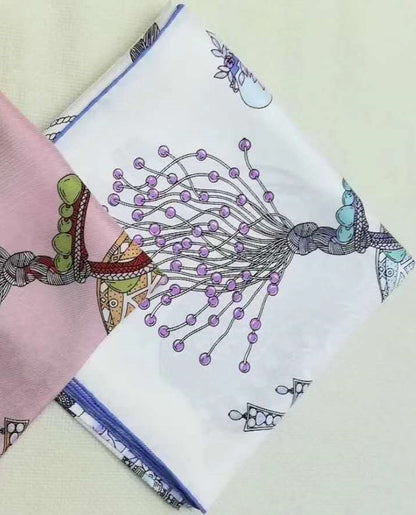 Screen Print Fuschia Silk Scarf
