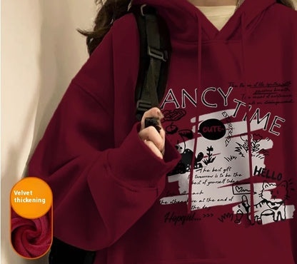 Hoodie Women Autumn And Winter Fashion Fashion Plus Cashmere Is Slimming Shoulders