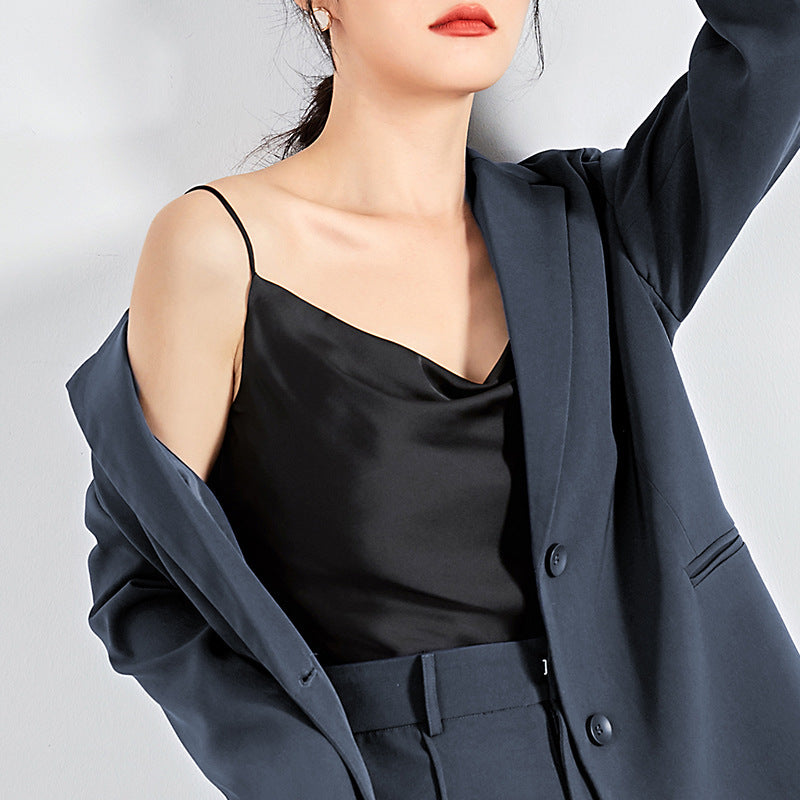 Suit Lined With  Silk Acetate Satin Suspender Vest