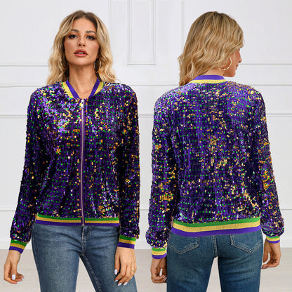 GlamLeague Sequin Baseball Jacket