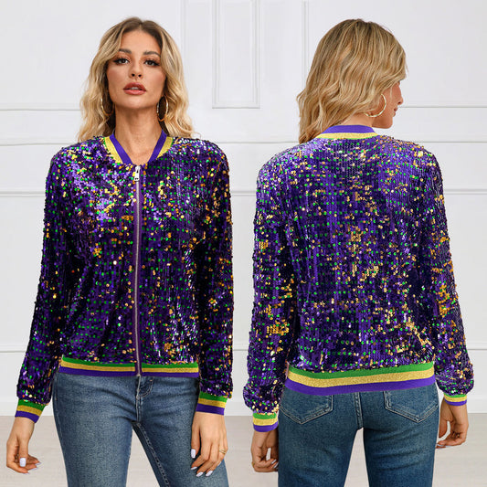 GlamLeague Sequin Baseball Jacket