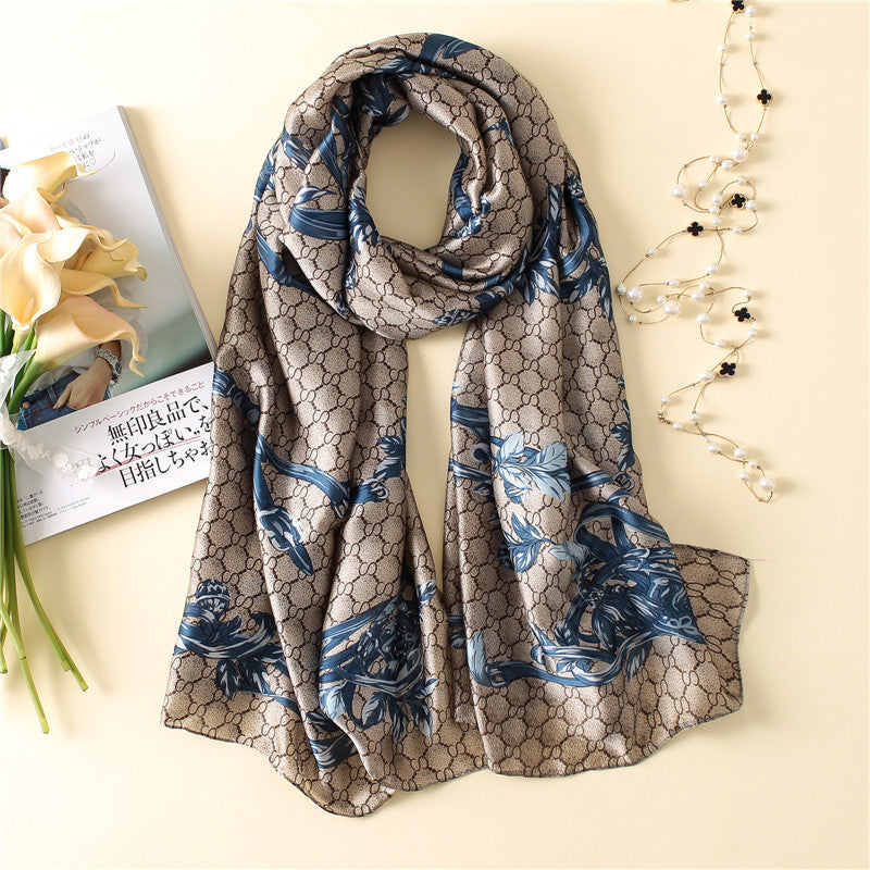 Imitation silk printing sunscreen silk scarf decorative shawl