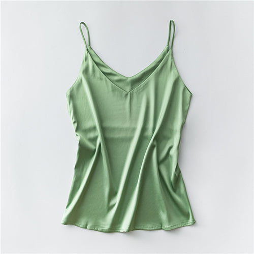 Women's short sleeveless ice silk top