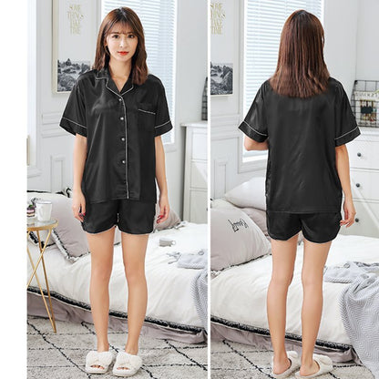 Women's ice silk short sleeve pajamas suit