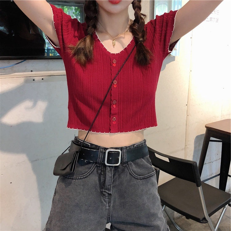 Short sleeve ice silk sweater
