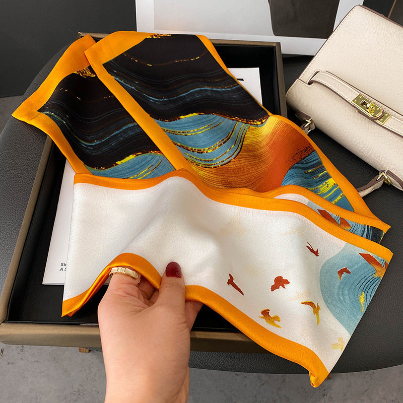 Ink Painting Boxer Small Silk Scarf Fashion Decoration