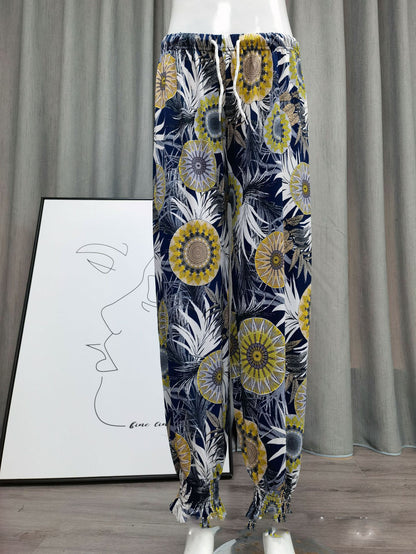 Icy Silk Loose Drawstring High Waist Bloomers