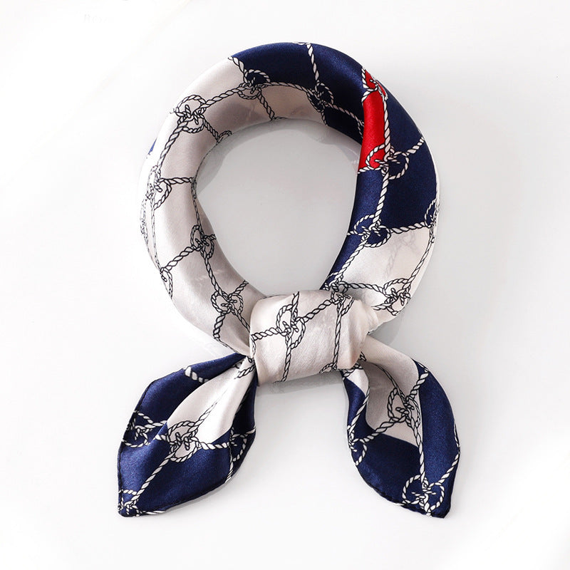 Silk Scarf Women's Spring And Summer New Fashion Professional All-match Printing Satin Silk Small Square Scarf Soft Scarf