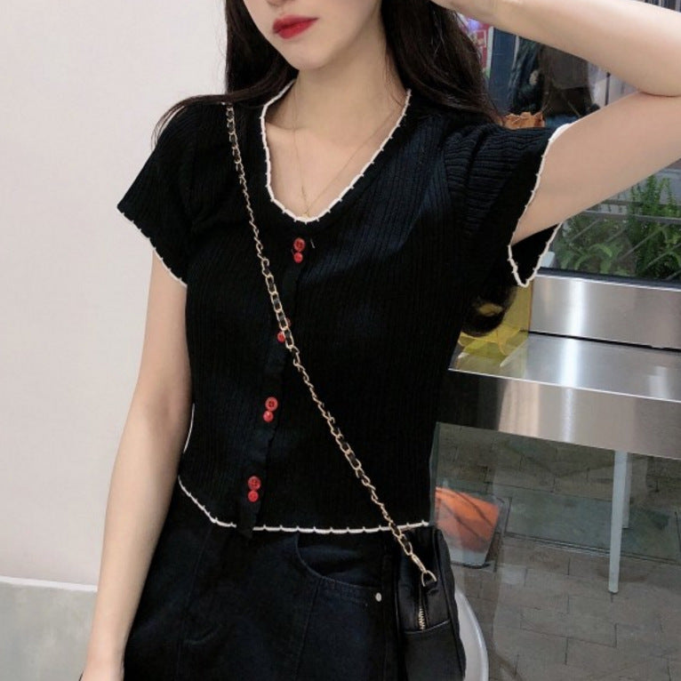 Short sleeve ice silk sweater