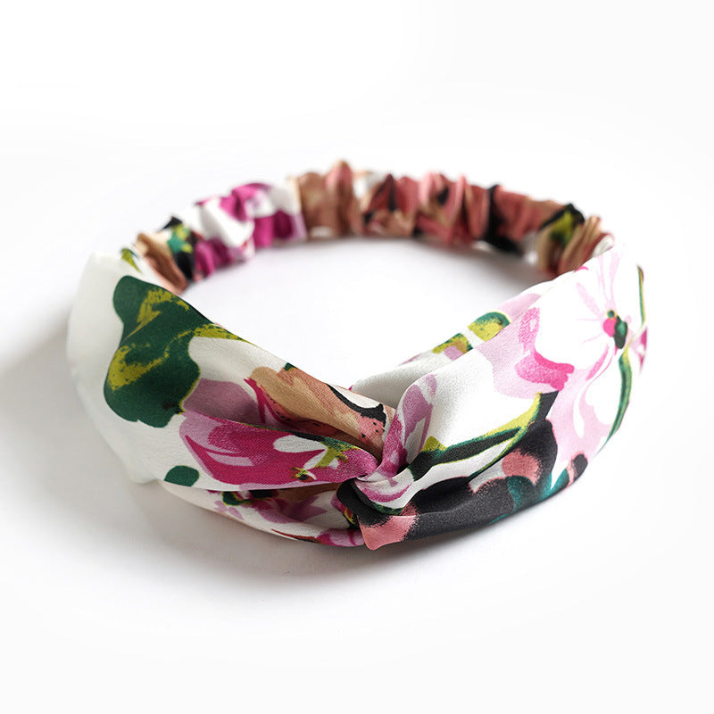 Silk and satin elastic cross hair hoop