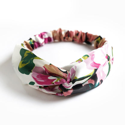 Silk and satin elastic cross hair hoop