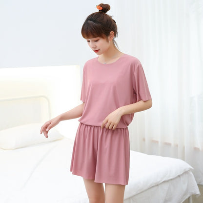 Ice silk soft soft short sleeve shorts suit